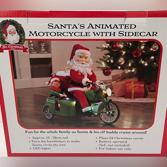 ❤️NEW Mr. Christmas Motorcycling Santa with Sidecar (15”) - Picture 9 of 10